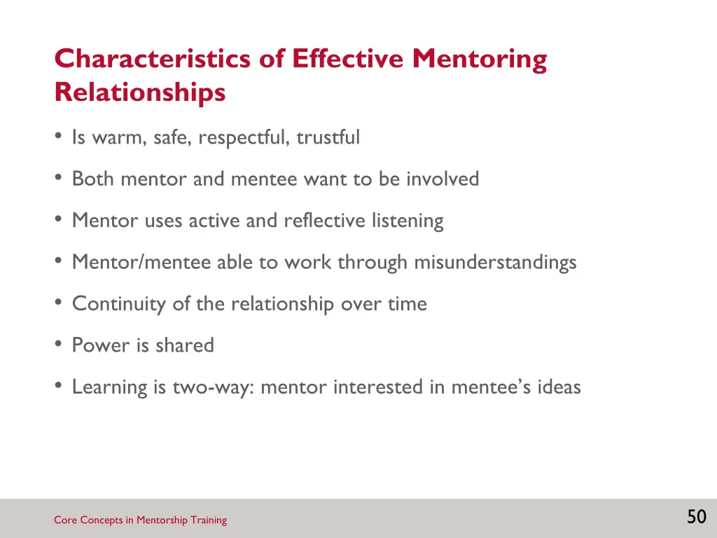 characteristics of effective mentoring