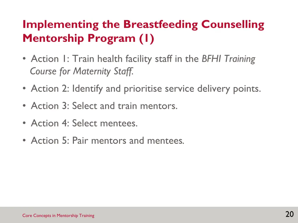 implementing the breastfeeding counselling