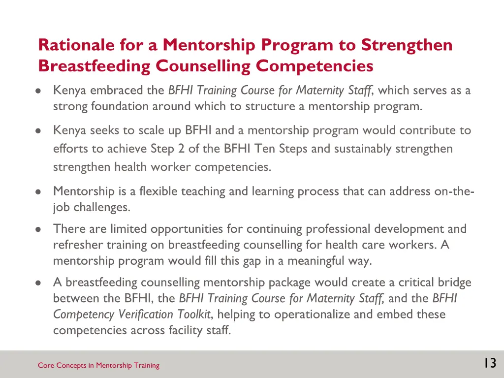 rationale for a mentorship program to strengthen