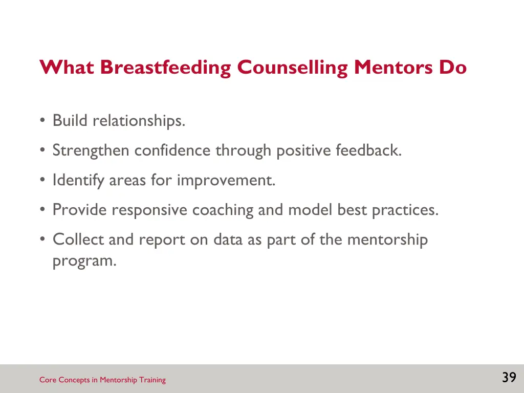 what breastfeeding counselling mentors do