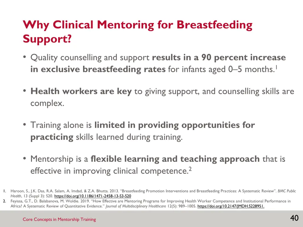 why clinical mentoring for breastfeeding support