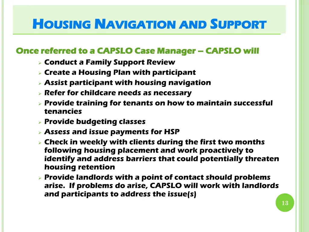 services under hsp h h ousing ousing n n avigation