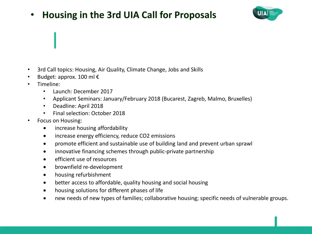 housing in the 3rd uia call for proposals