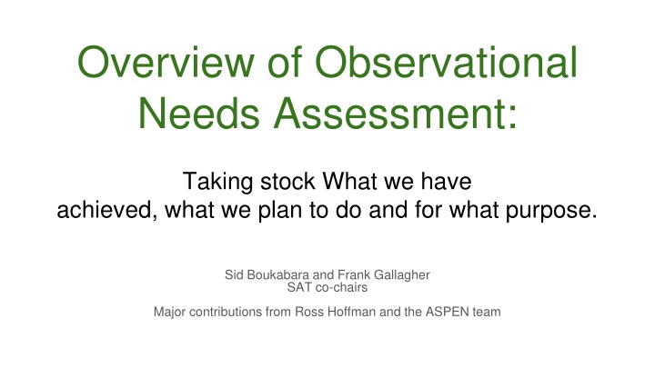 overview of observational needs assessment