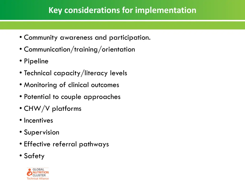 key considerations for implementation