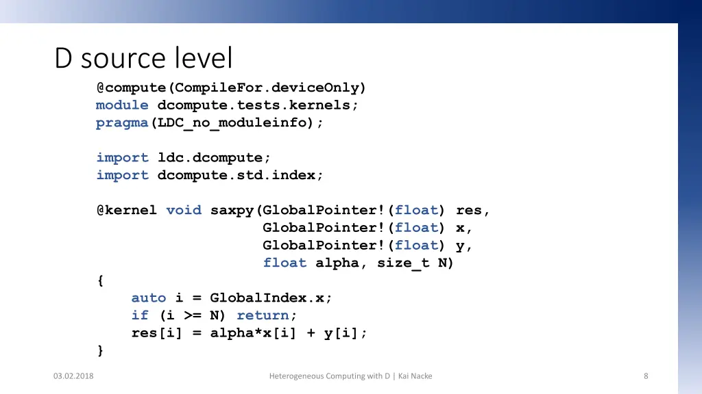 d source level @compute compilefor deviceonly
