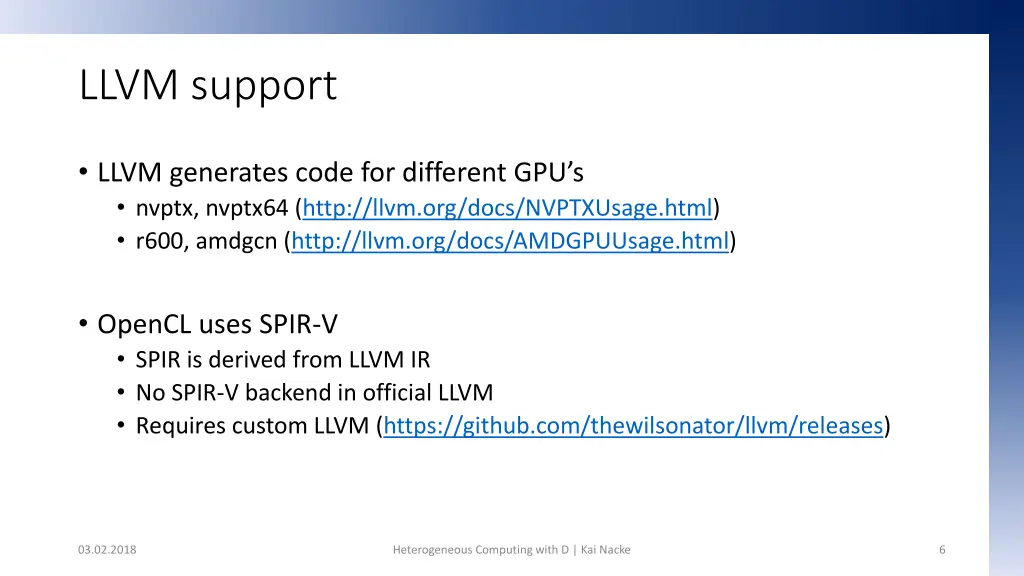 llvm support