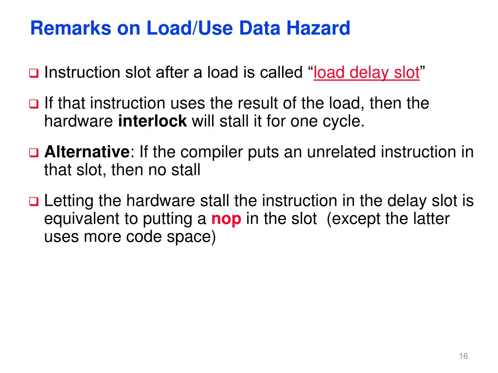 remarks on load use data hazard