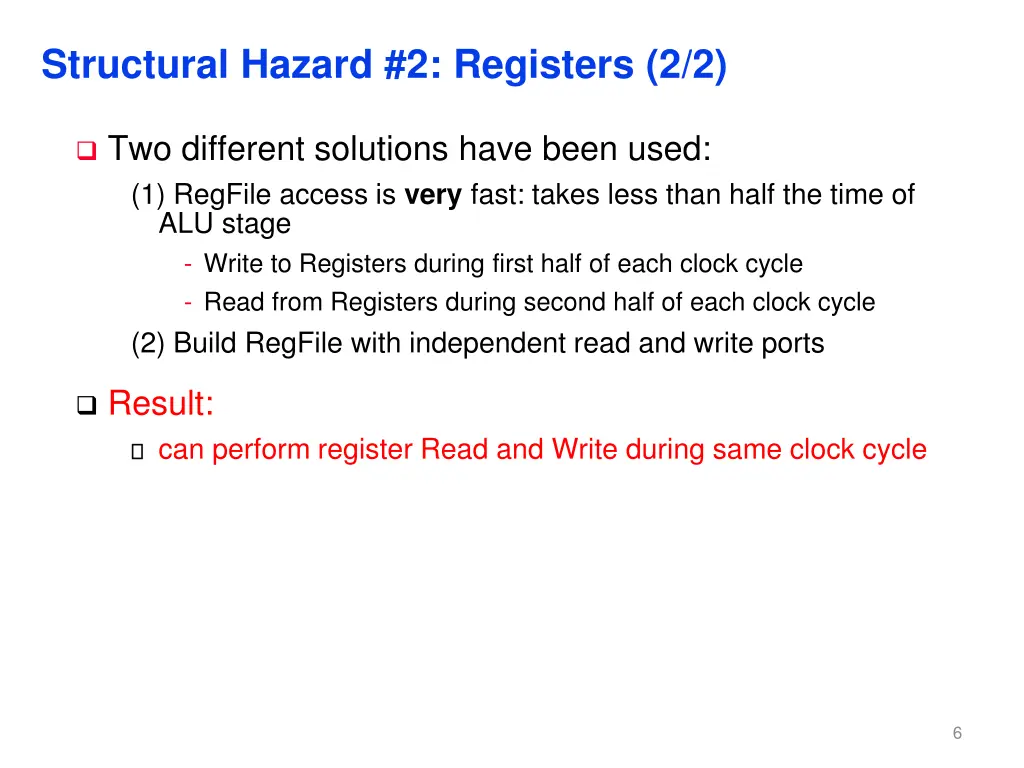 structural hazard 2 registers 2 2