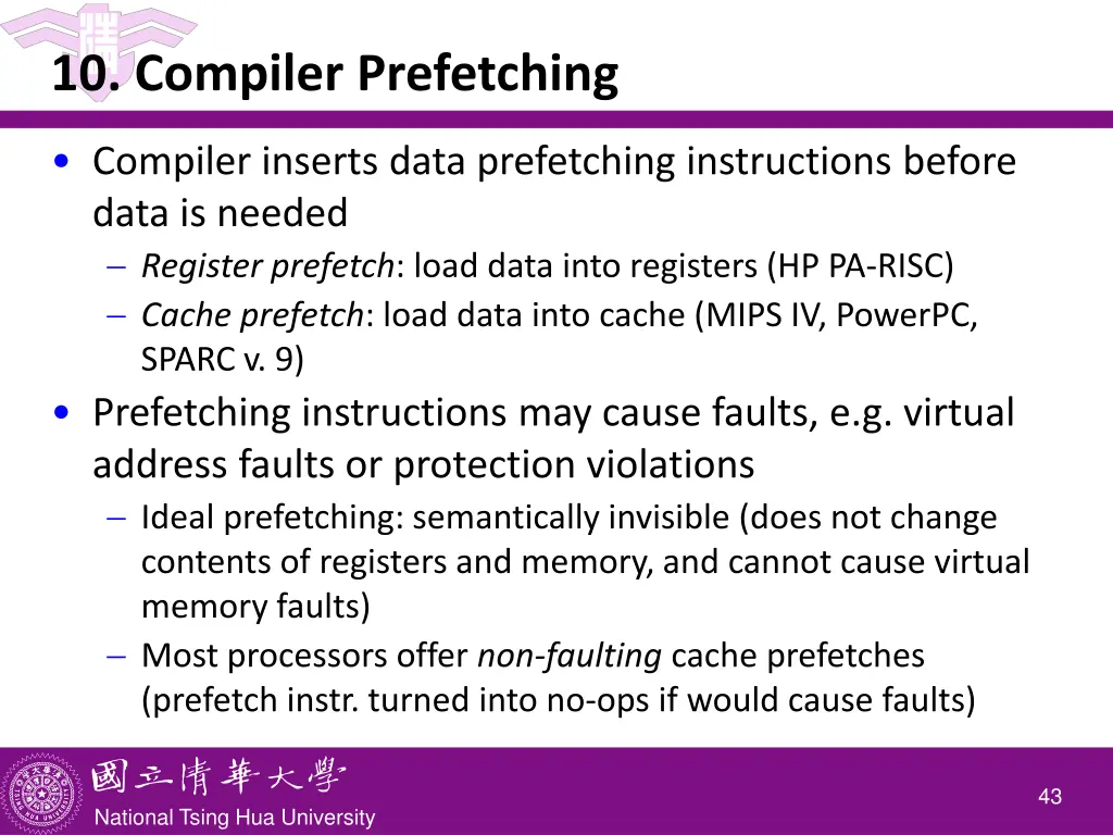 10 compiler prefetching