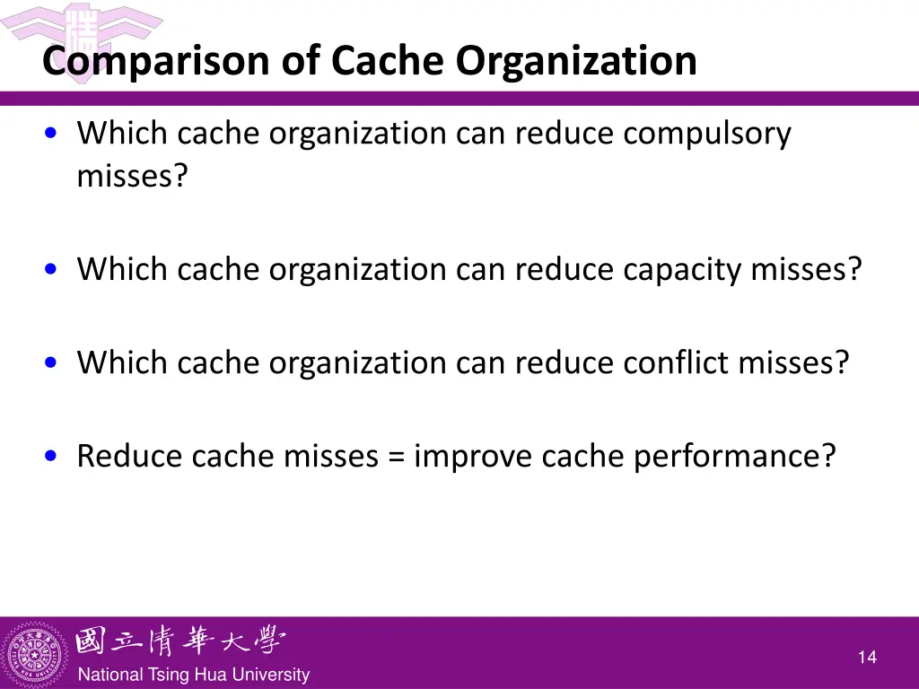 comparison of cache organization 1