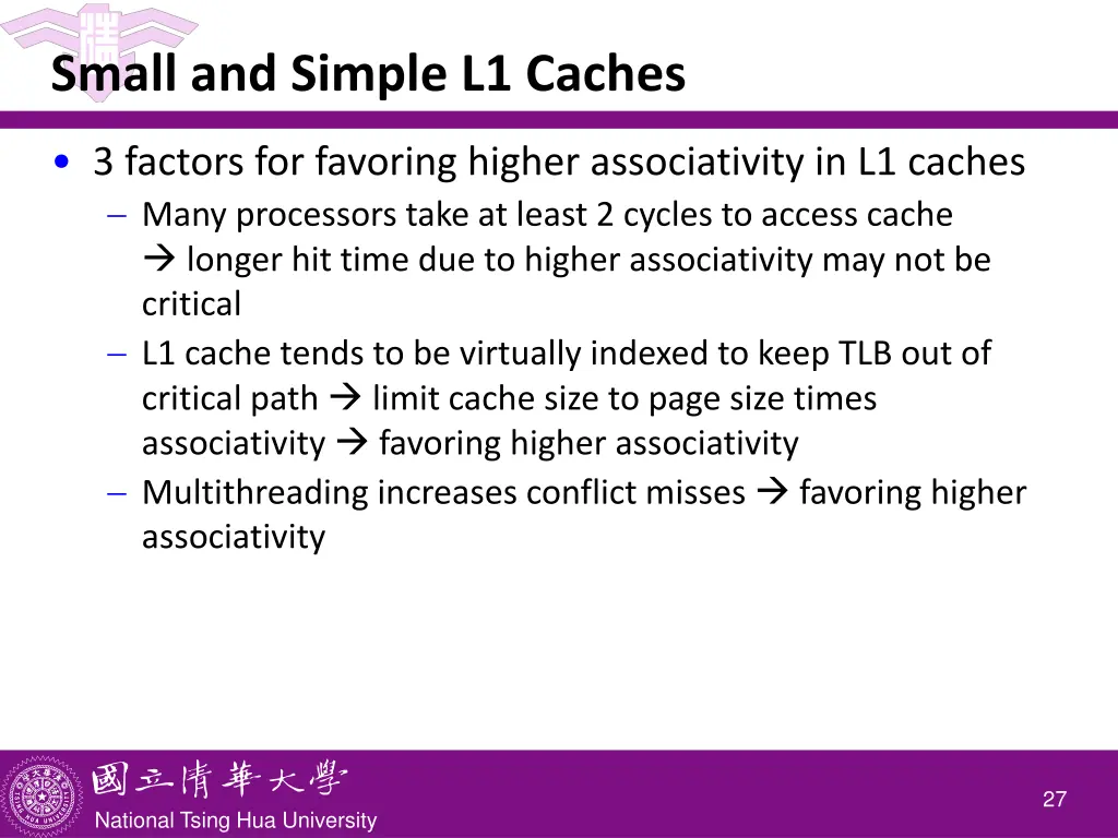 small and simple l1 caches