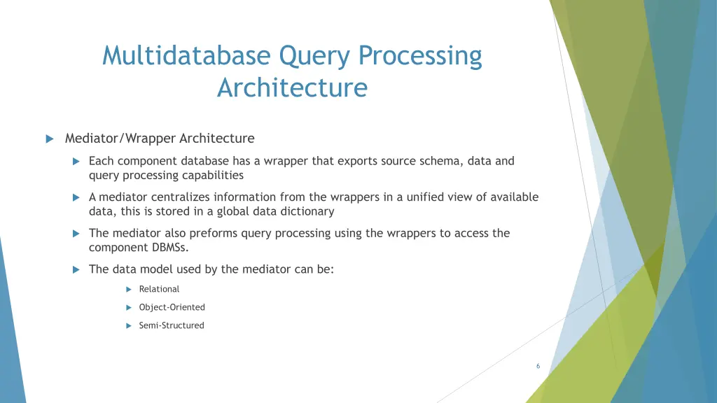 multidatabase query processing architecture
