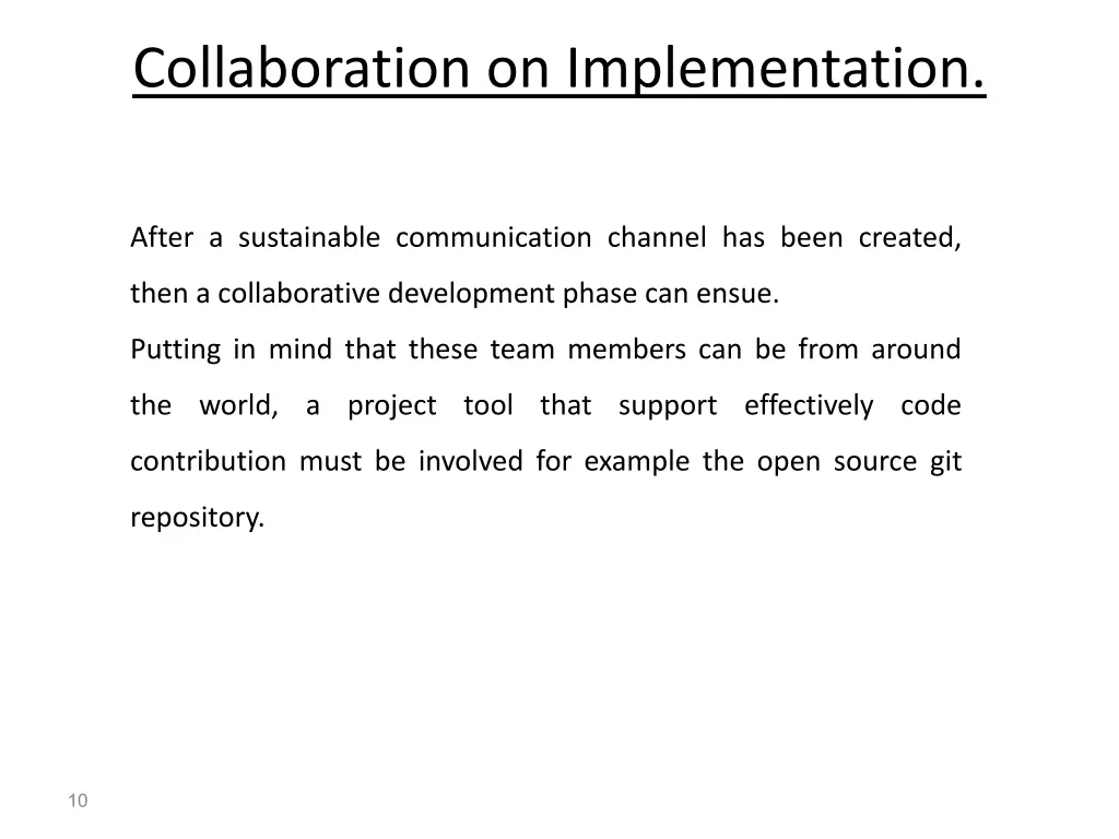 collaboration on implementation