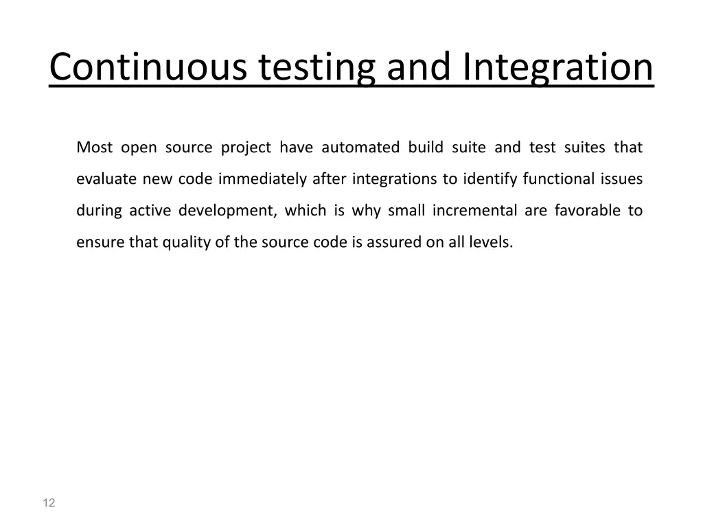continuous testing and integration