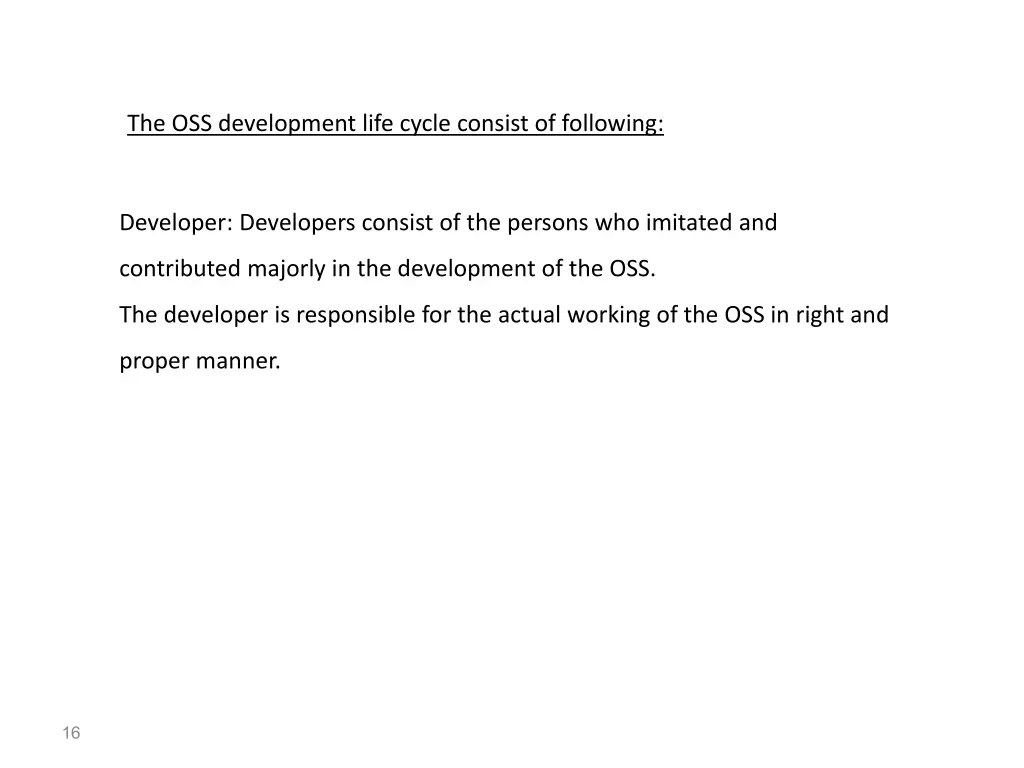 the oss development life cycle consist
