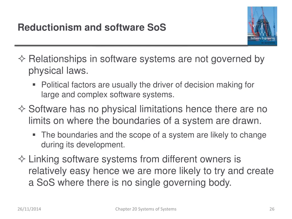 reductionism and software sos