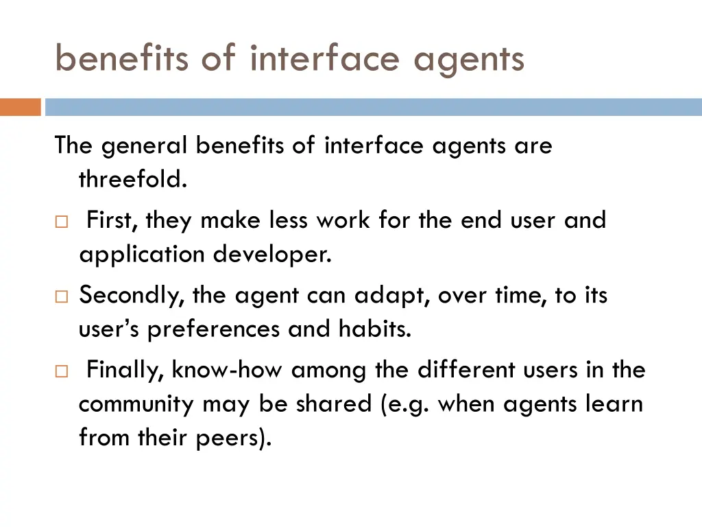 benefits of interface agents