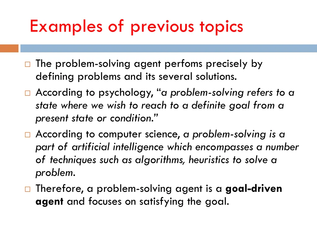 examples of previous topics