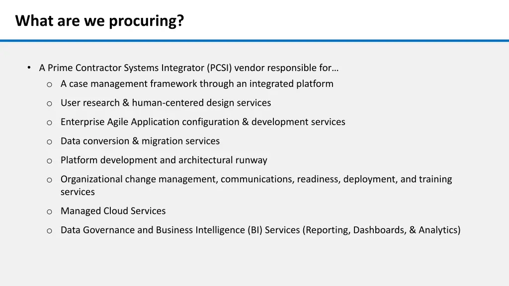 what are we procuring