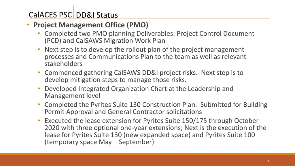 calaces psc project management office