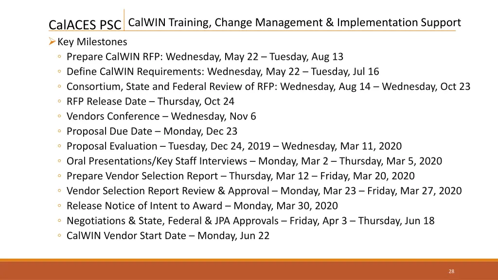 calwin training change management implementation