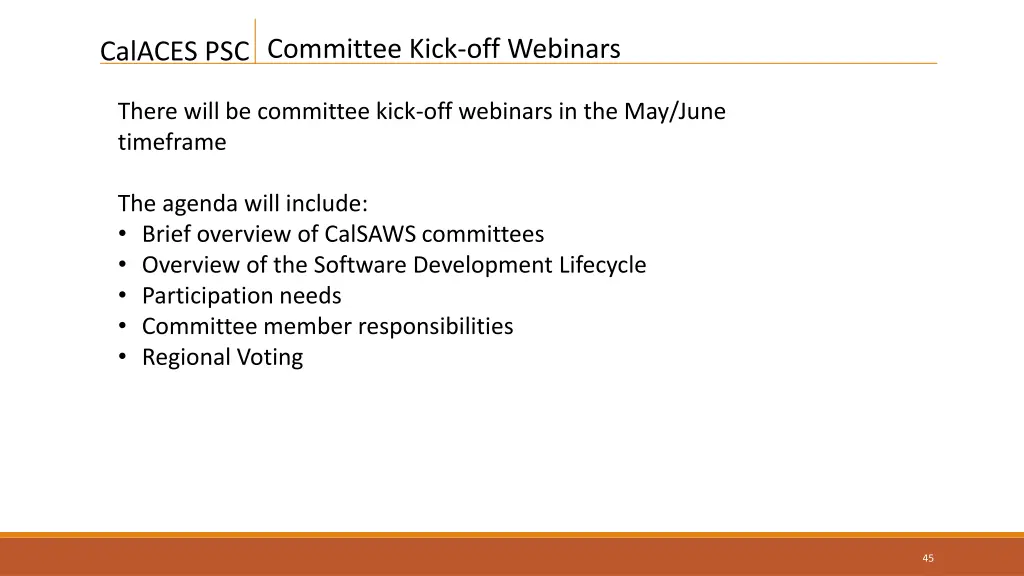committee kick off webinars