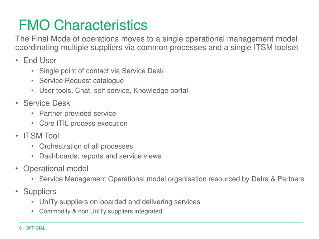 fmo characteristics the final mode of operations