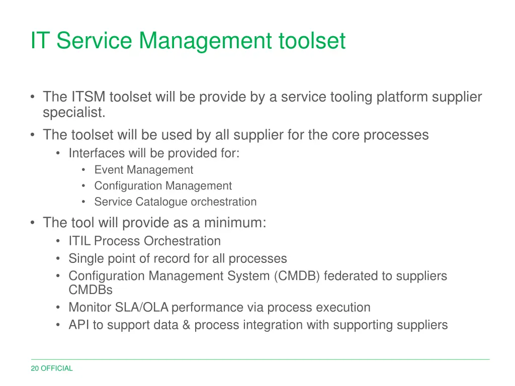 it service management toolset