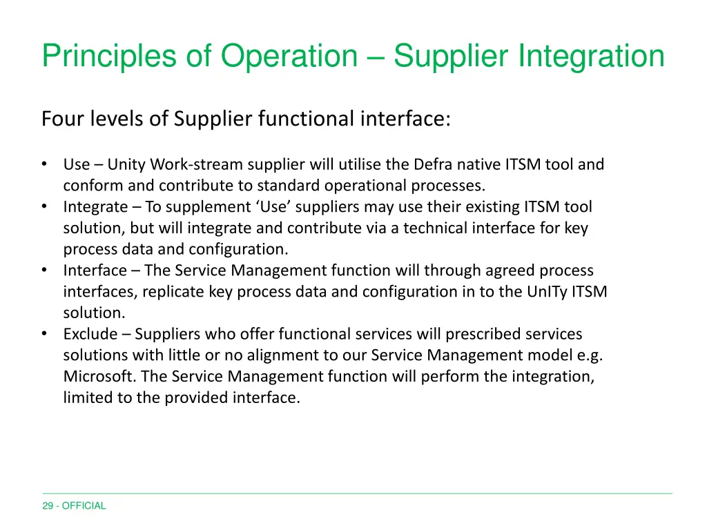 principles of operation supplier integration