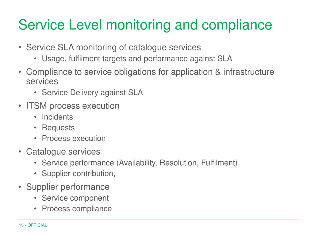 service level monitoring and compliance