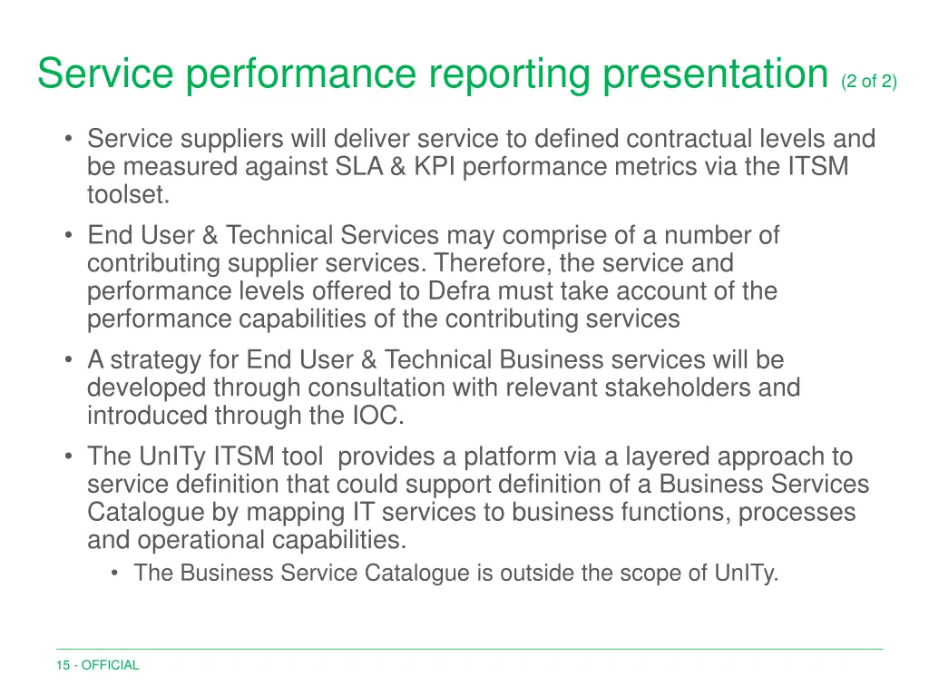 service performance reporting presentation 2 of 2