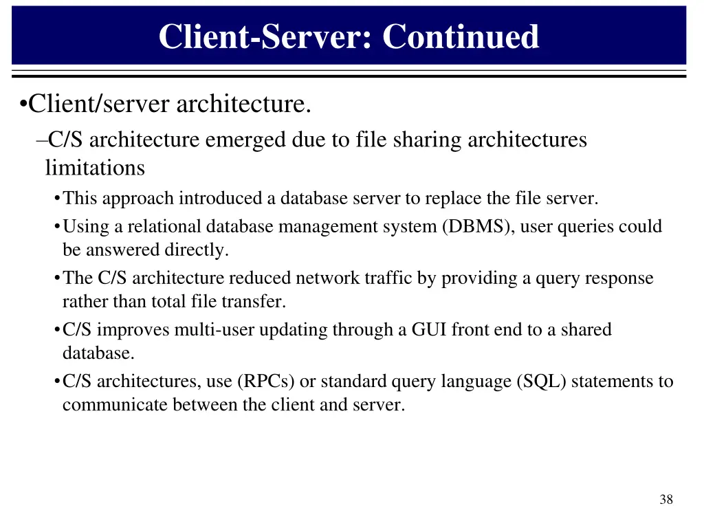 client server continued