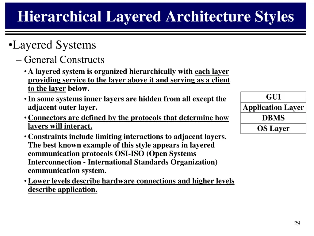 hierarchical layered architecture styles