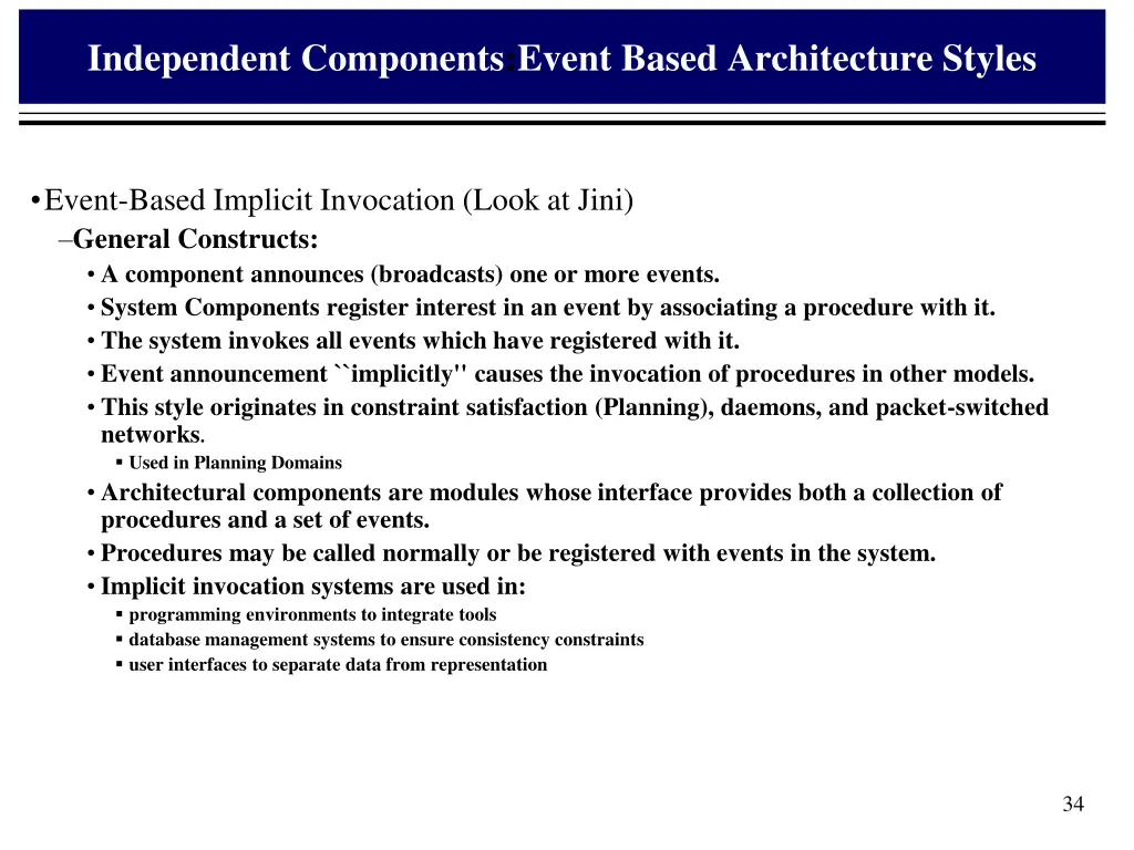 independent components event based architecture