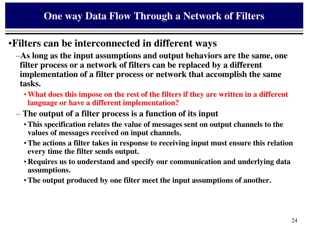 one way data flow through a network of filters