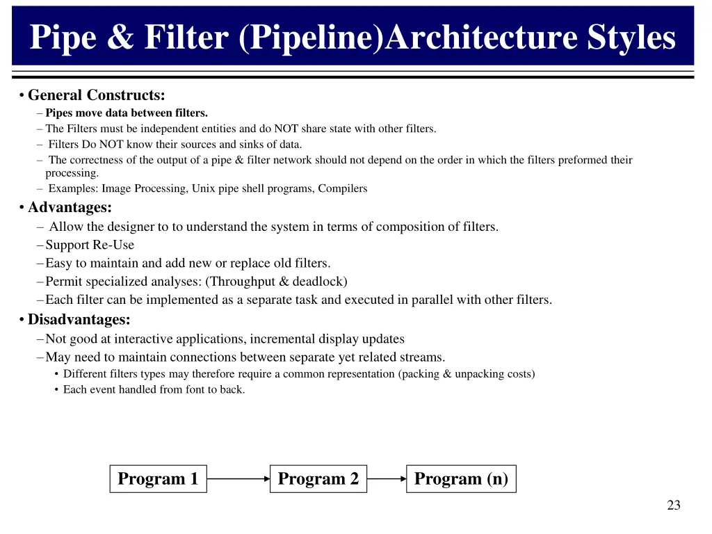 pipe filter pipeline architecture styles