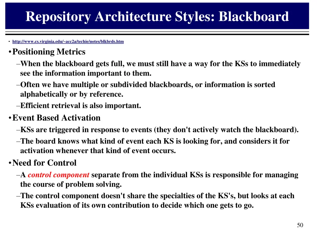 repository architecture styles blackboard 2