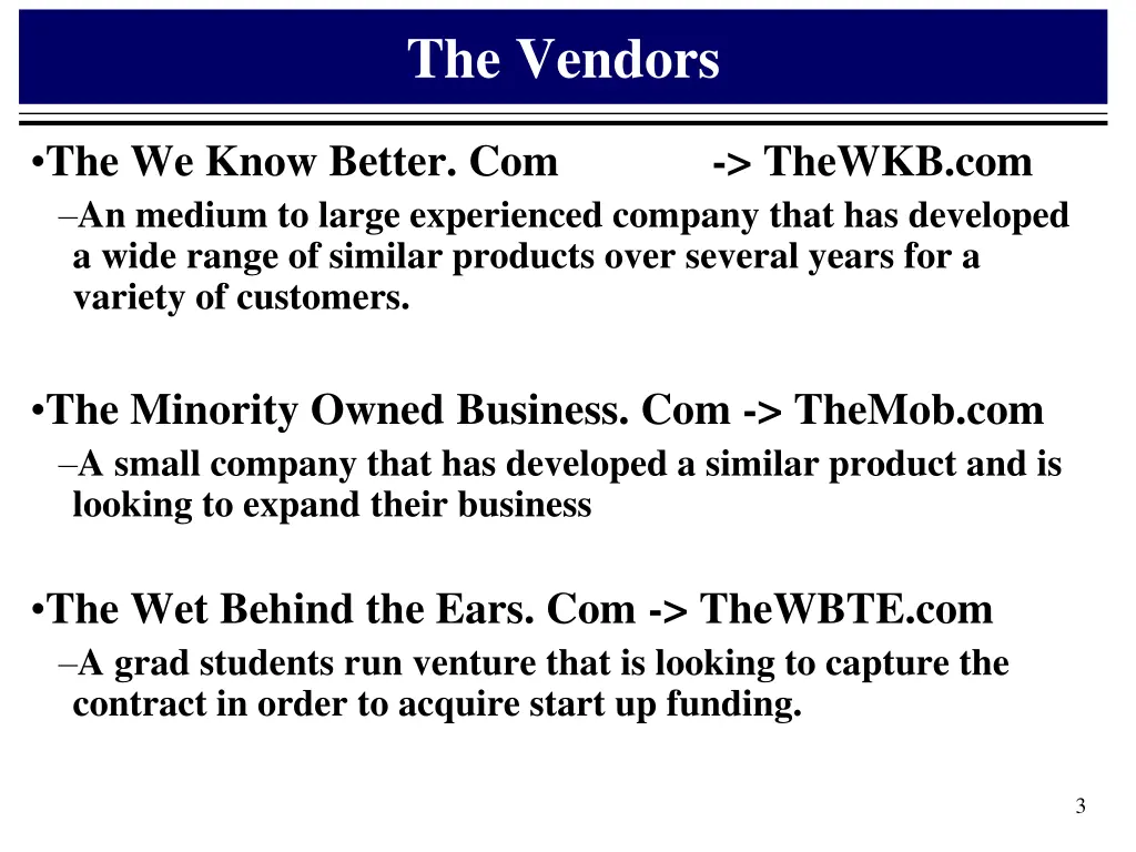 the vendors