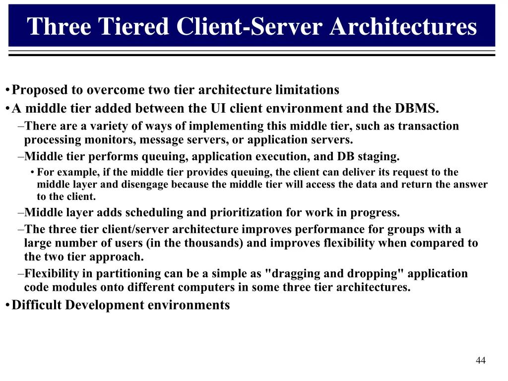 three tiered client server architectures