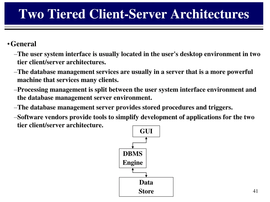 two tiered client server architectures