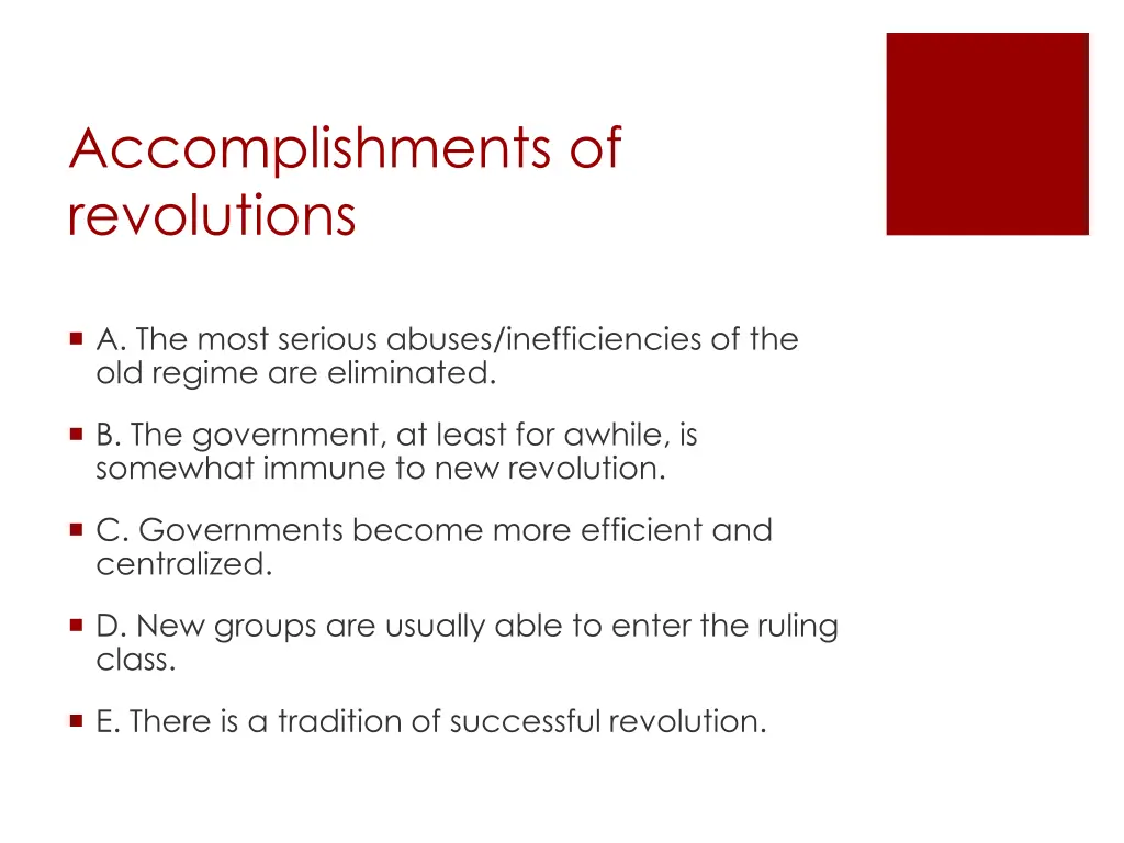 accomplishments of revolutions