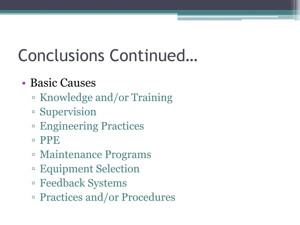 conclusions continued 1