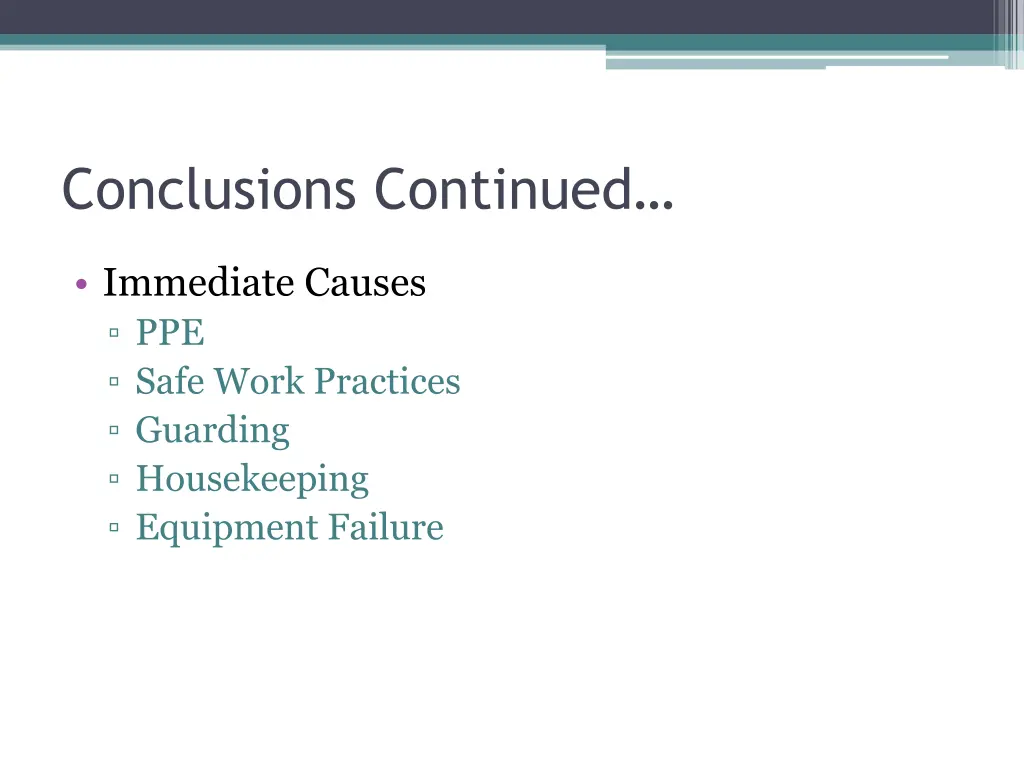 conclusions continued