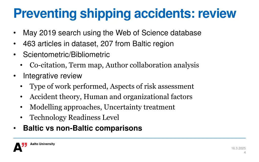 preventing shipping accidents review