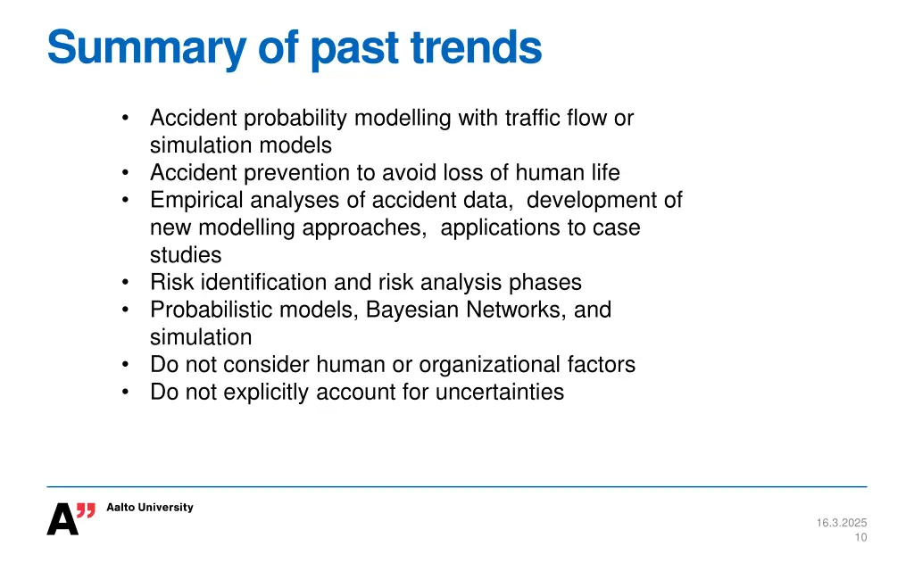 summary of past trends