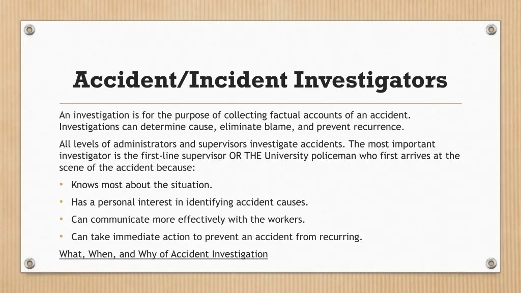 accident incident investigators