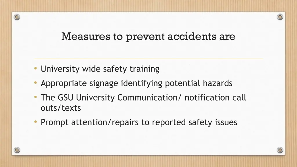 measures to prevent accidents are