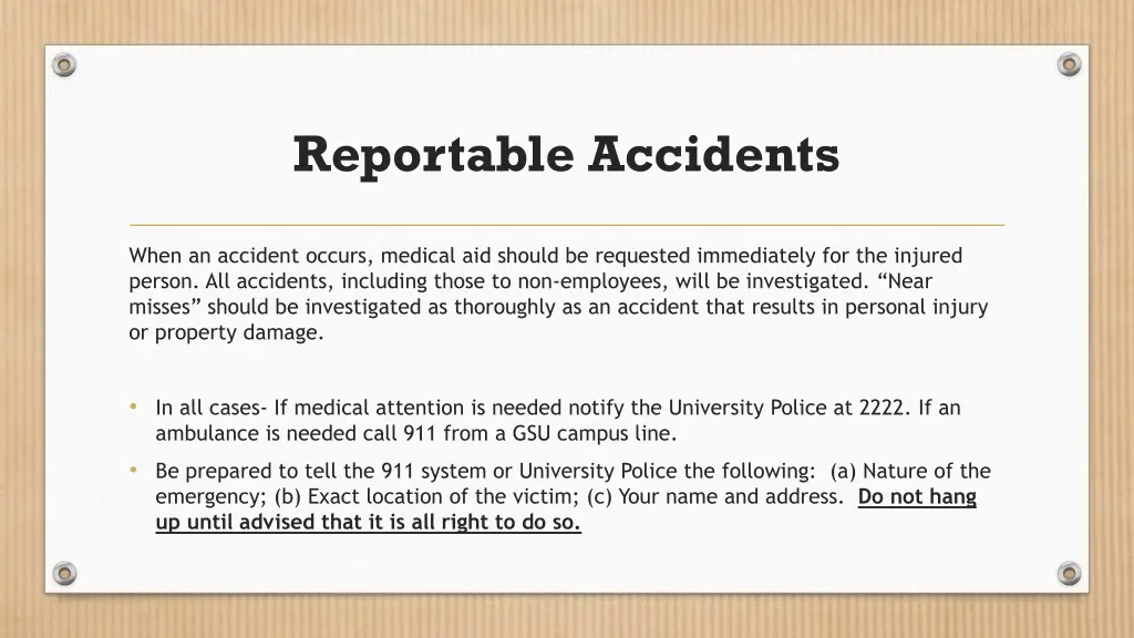 reportable accidents