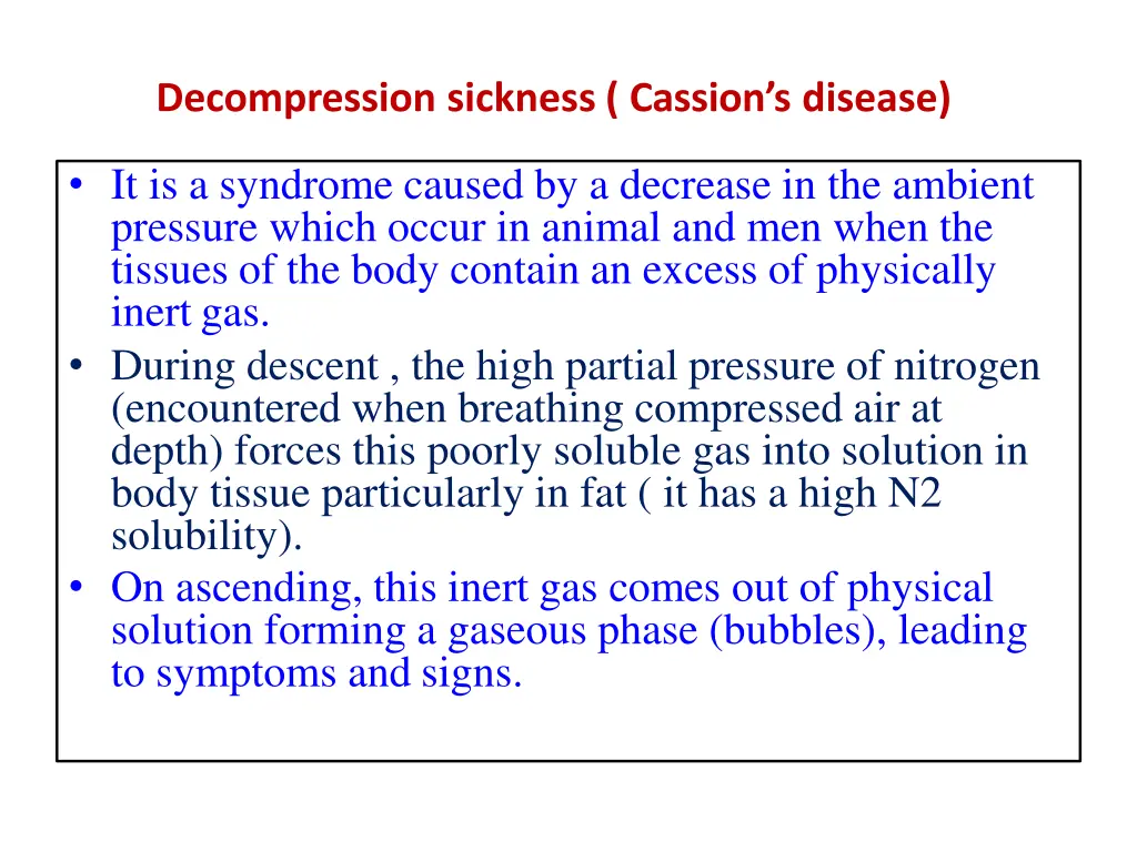 decompression sickness cassion s disease